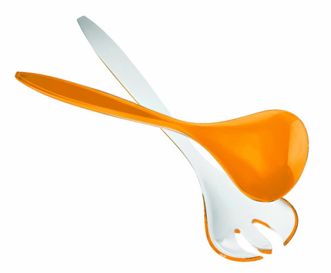 LUGE PER SERVIM WHITE/ORANGE TWO-TONE SALAD SERVERS VINTAGE 23570045