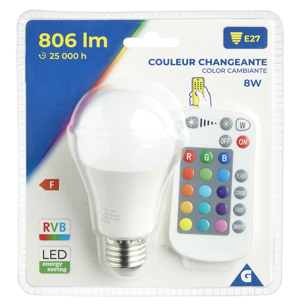 LLAMBA LED E27 A60 QË NDRYSHON NGJYRAT ME TELEKOMANDË 806LMS
