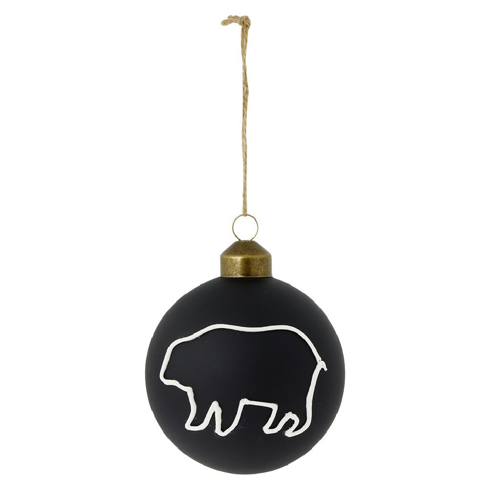 Matte black glass Christmas ball bear or deer Ø8cm
