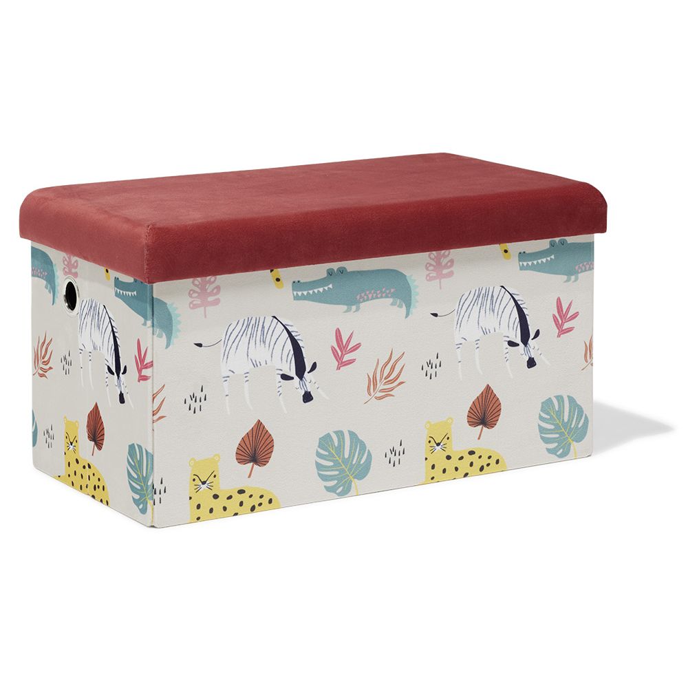 Clara red savannah animal storage bench - L60xD32xH32 cm