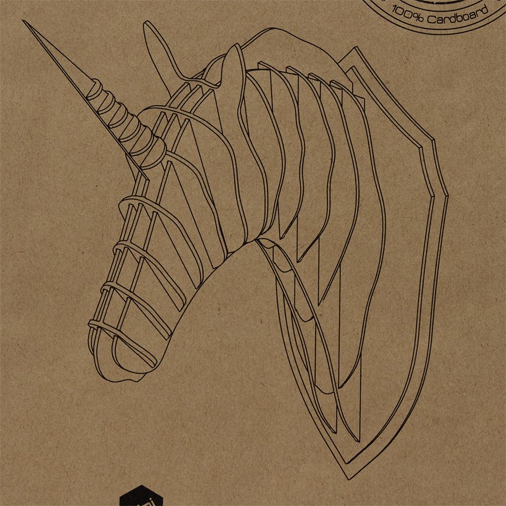 Cardboard unicorn head trophy