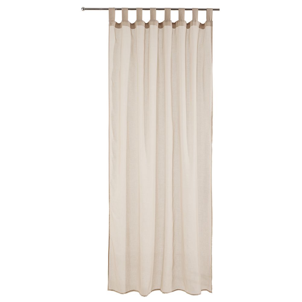 Plain taupe voile curtain with tabs 140x240cm