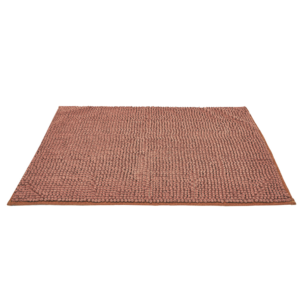 Brown chenille bathroom mat 80x50 cm