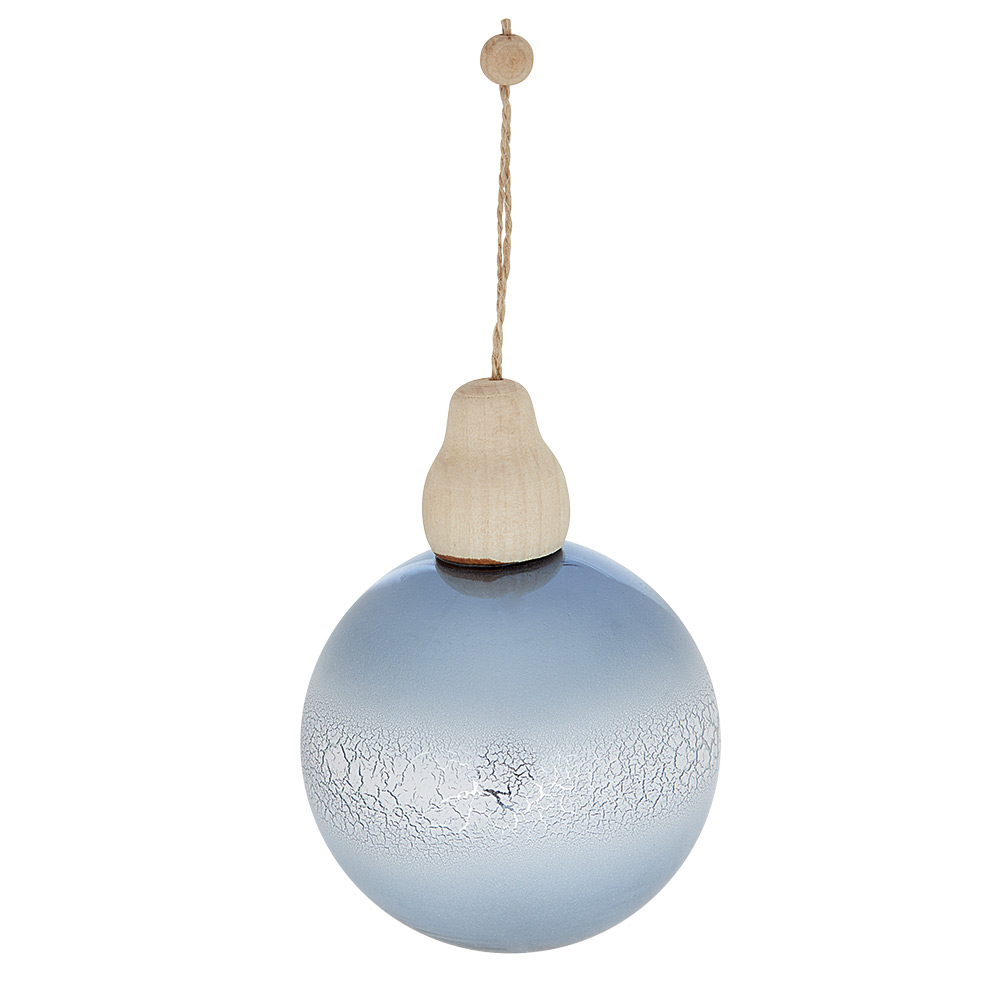 Blue and white frosted glass Christmas ball