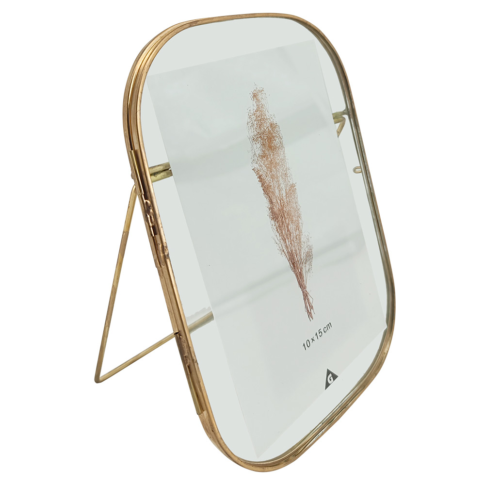 Rounded rectangular frame in gold metal 13x18cm