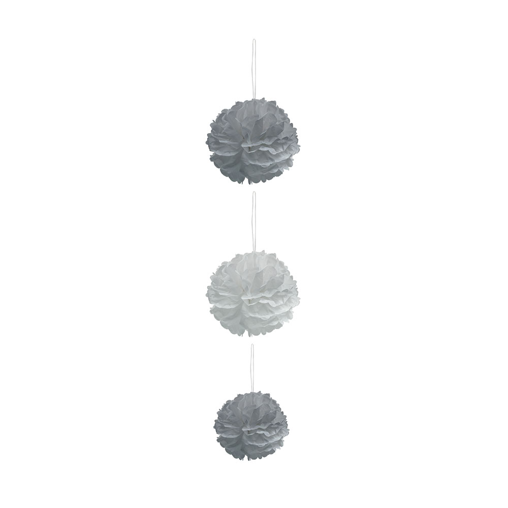 3 gray paper cloth ball pendant light