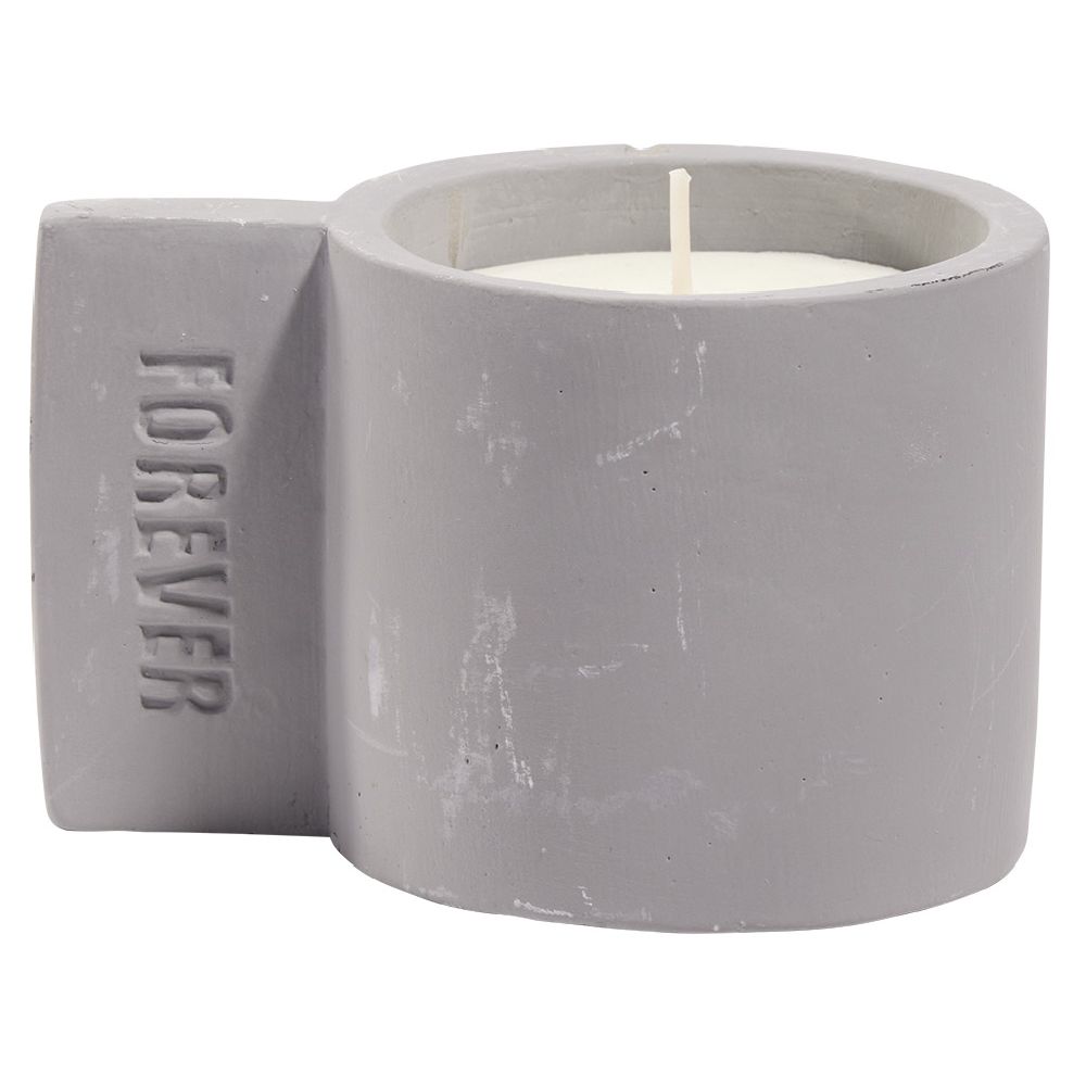 Candle in cement pot engraved Forever - Ø7xH10cm