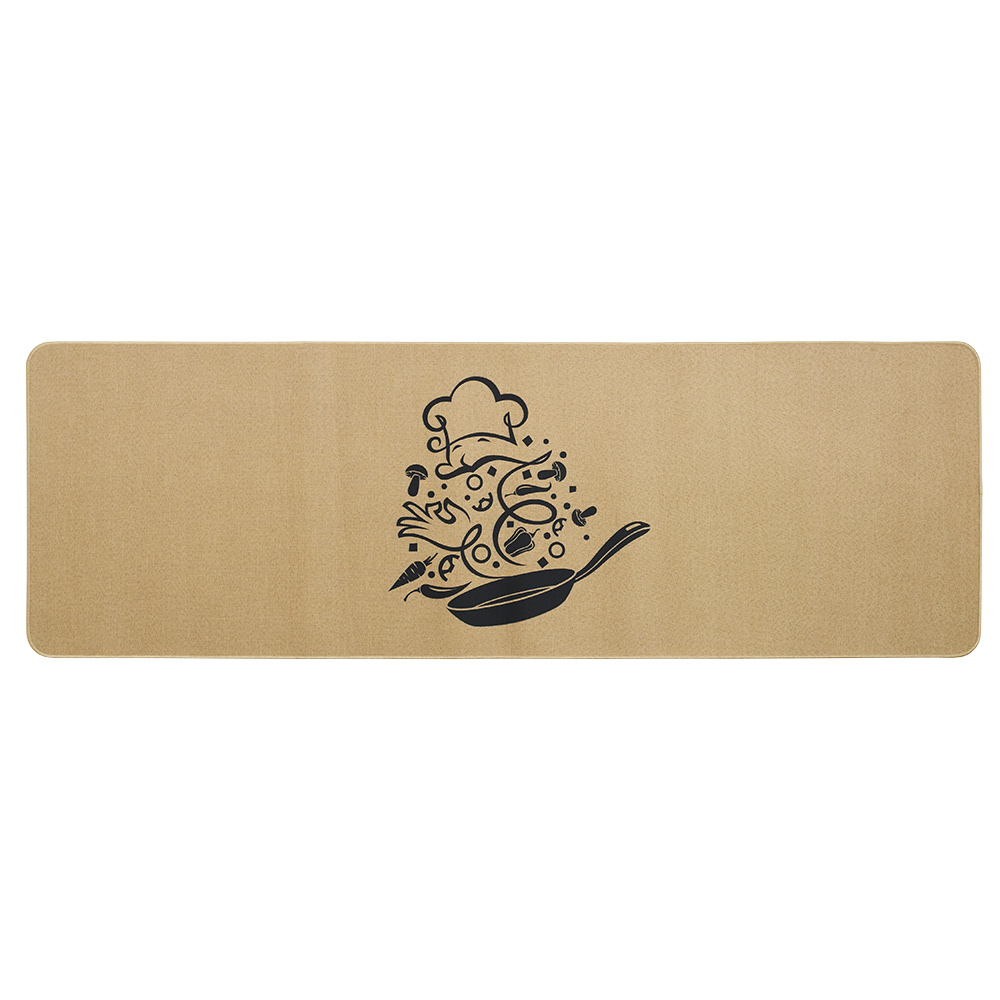 Linen effect kitchen rug with kitchen pattern 120x50 cm
