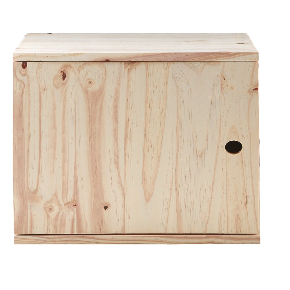 1-door storage cube in natural pine