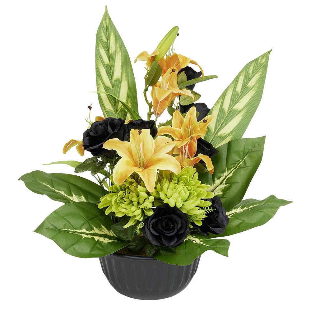 Artificial flower composition pot L40x35xH50cm green