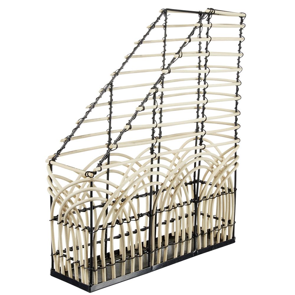 Brown rattan magazine rack