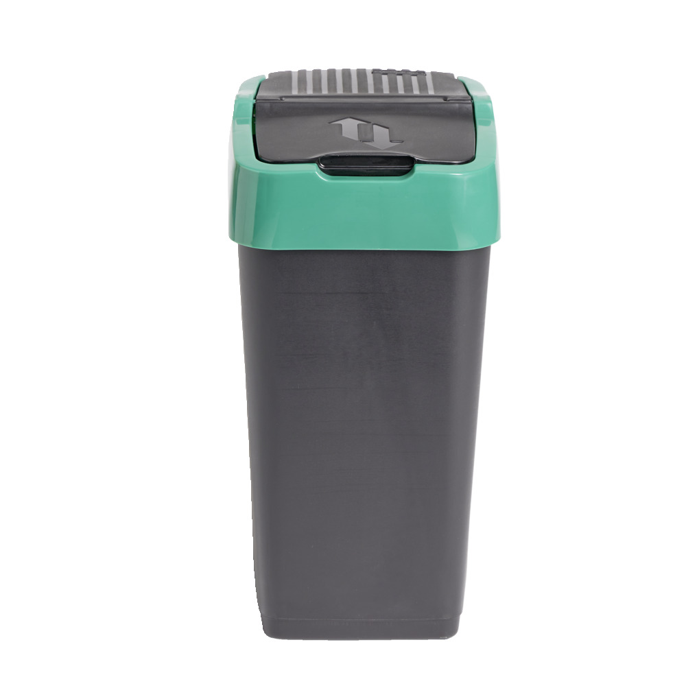 18L green and black plastic glass recycling bin