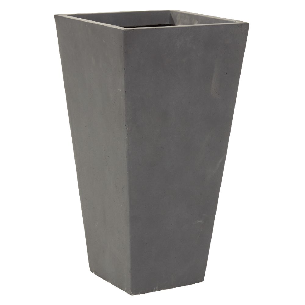 Conical clay fiber planter, anthracite gray, 24x24xH46cm