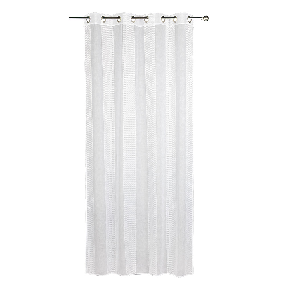 Jacquard eyelet curtain with white vertical stripe