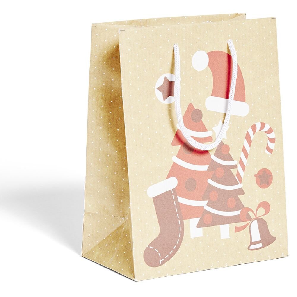 ÇANTA DHURATASH PËR KRISHTLINDJE ME LETËR TË RICIKLUAR TË PRINTUAR 17.5X10XH23CM - 2 MODELE