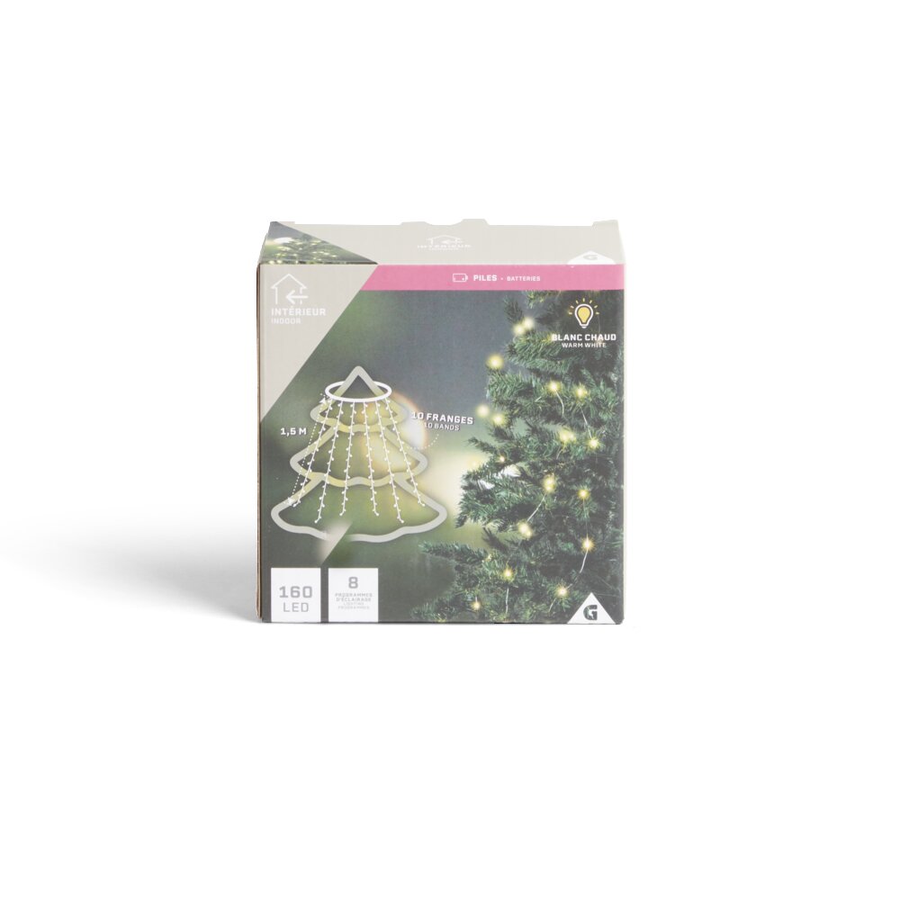 10-light 160-LED warm white Christmas tree light ring