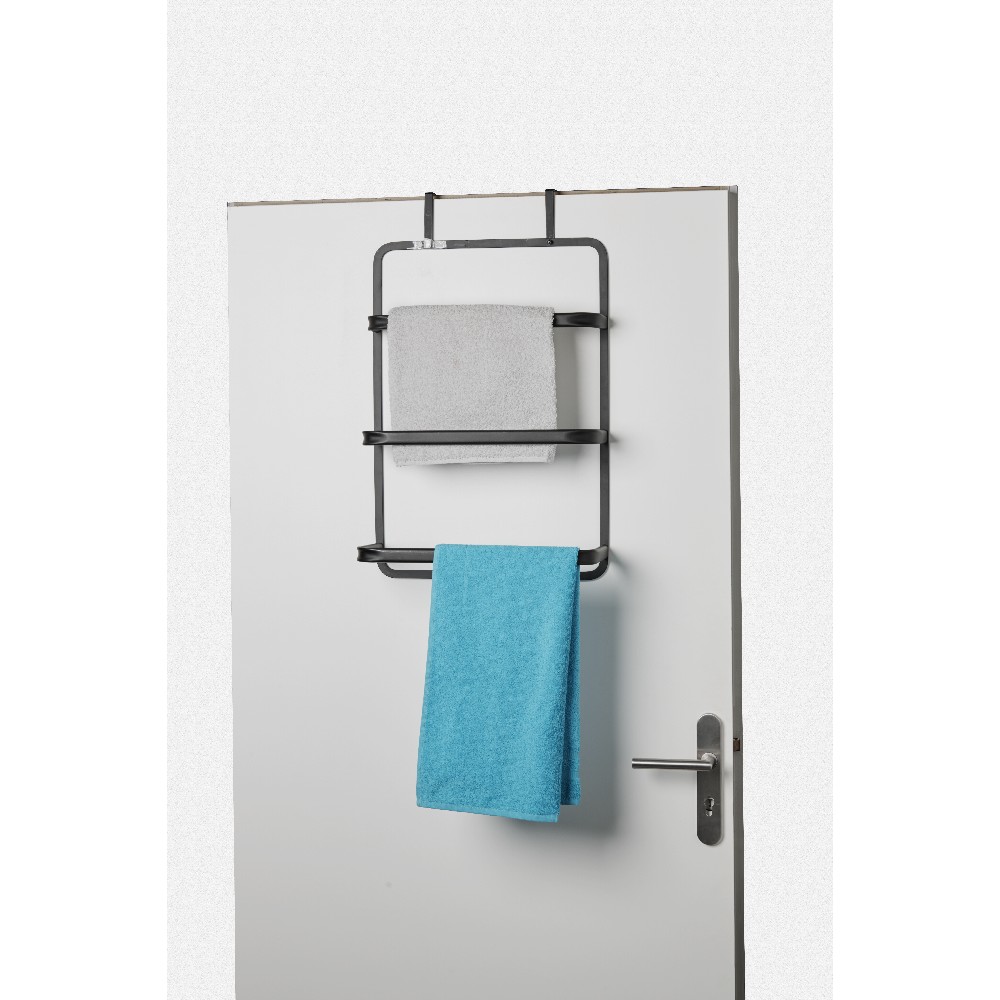 Black steel door towel rack