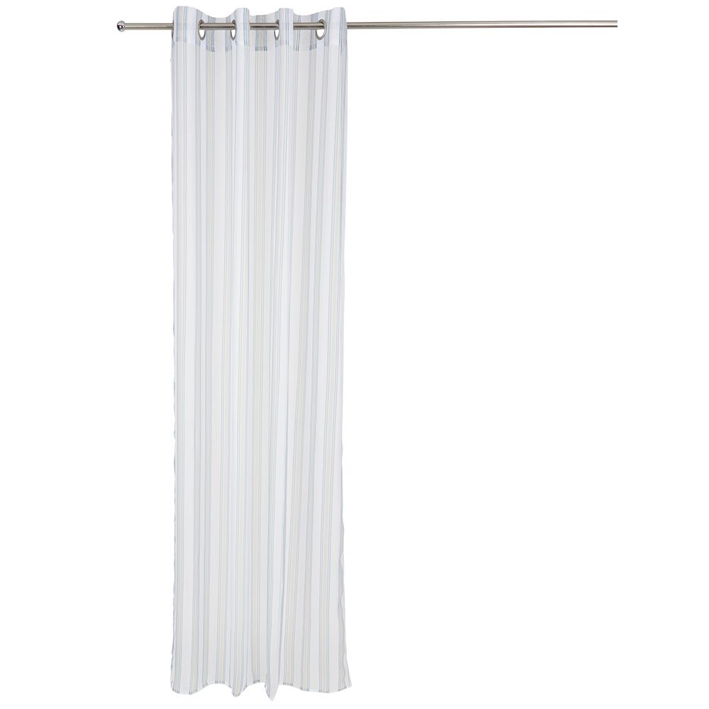 Blue and white bayadere print eyelet curtain 100% polyester 140x240cm