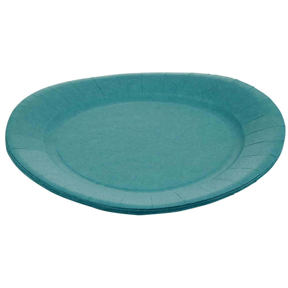 Pack of 10 duck blue cardboard plates Ø23 cm