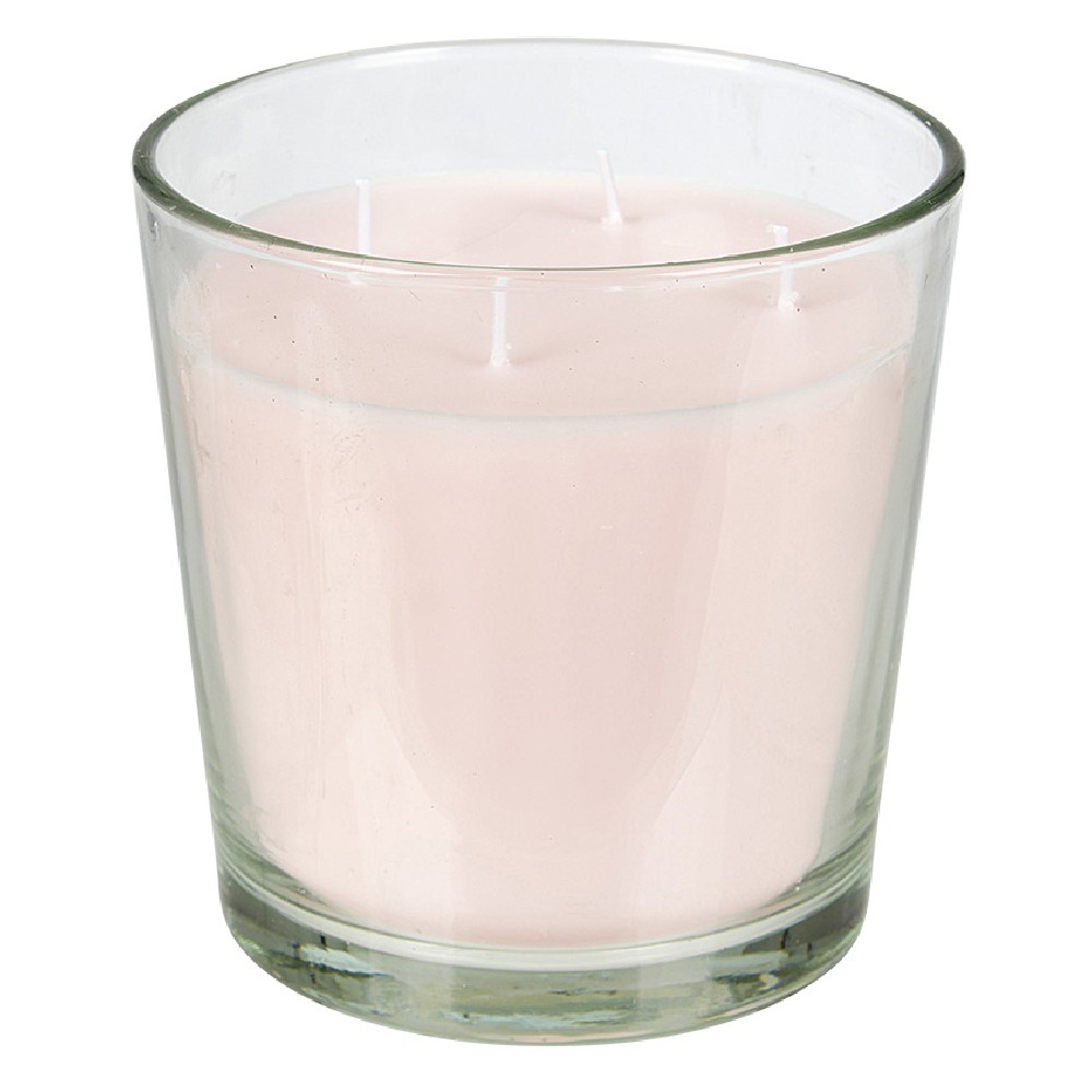 4-wick candle with rose passion scent in transparent glass