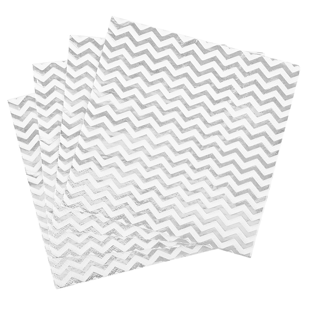 Black and white zigzag pattern paper napkins x 16