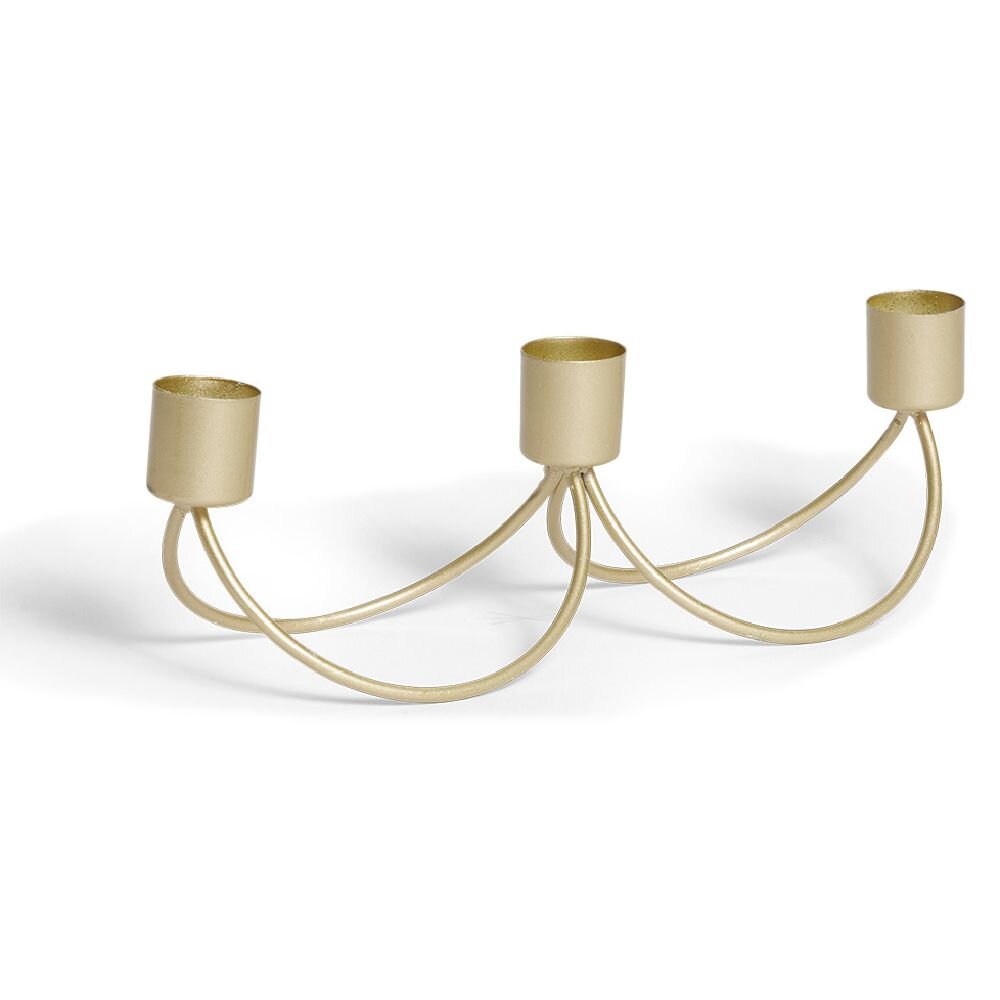 3-headed gold table candle holder