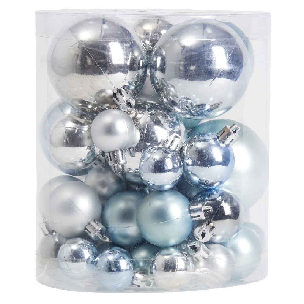 Blue and silver shiny Christmas bauble x50