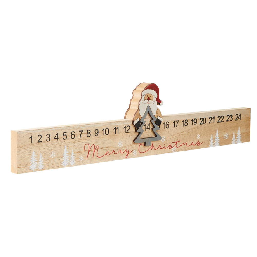 Advent Calendar Wooden Santa Claus Decoration