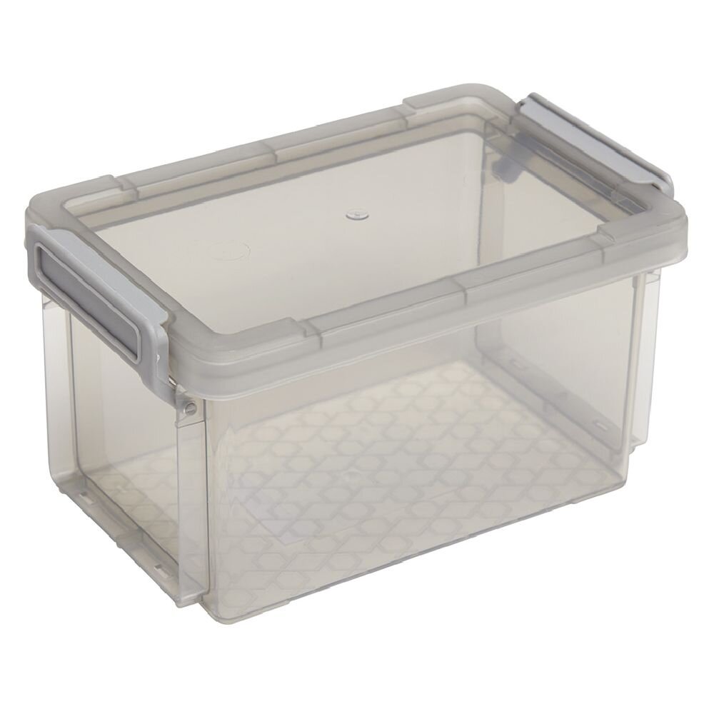 0.7 L gray plastic clip storage box