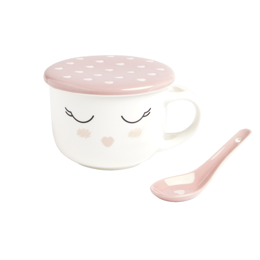62cl jumbo bowl with spoon and girly blush lid