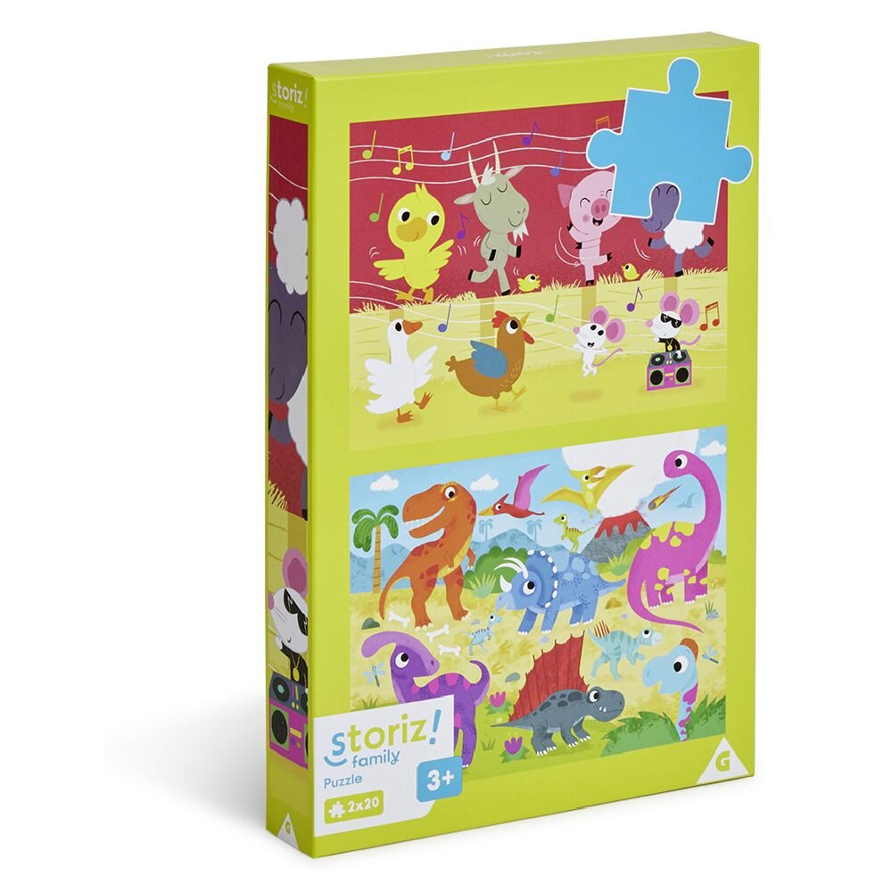 LODER ENIGME PËR FËMIJË 20 COPË KAFSHË FERME DHE DINOSAURËT X2