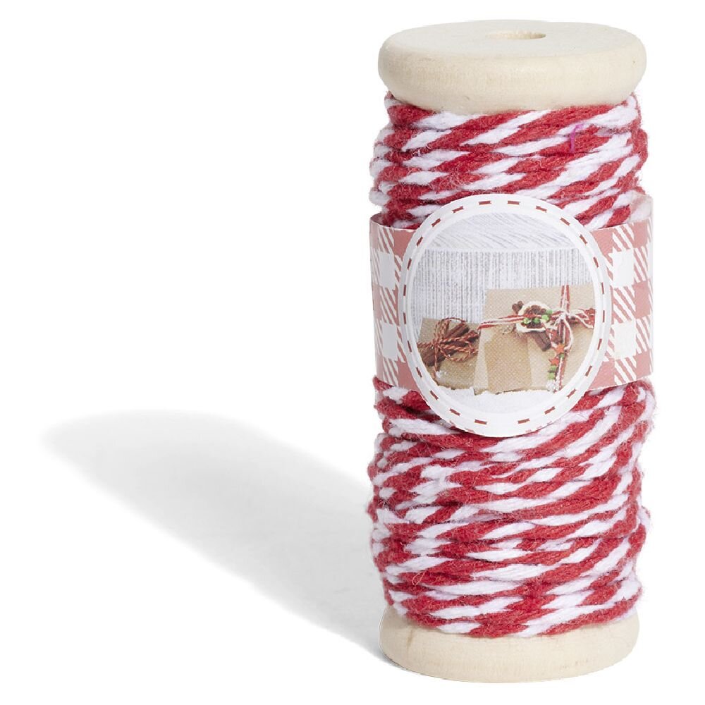 15m roll of red and white cotton thread