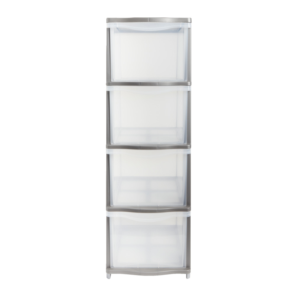 4-drawer gray plastic storage tower 37x27xH82.7cm