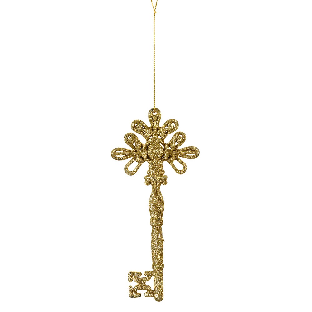 Gold glitter Christmas decorative key pendant