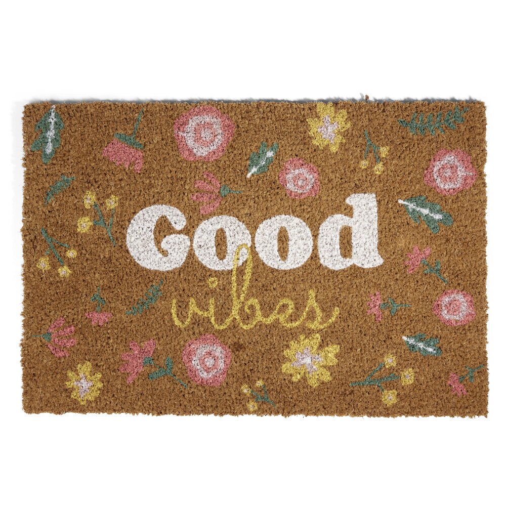Good vibes indoor scraping entrance mat 40x60cm coconut and brown PVC