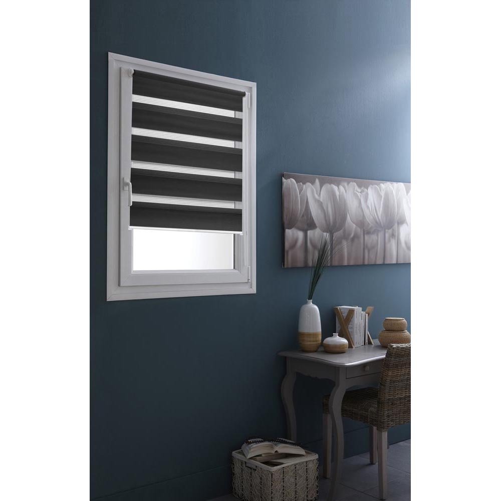 ROLLER BLIND DAY NIGHT ANTHRACITE GRI PËR T'U VIDHOSUR OSE KAPËSE 50X90 CM