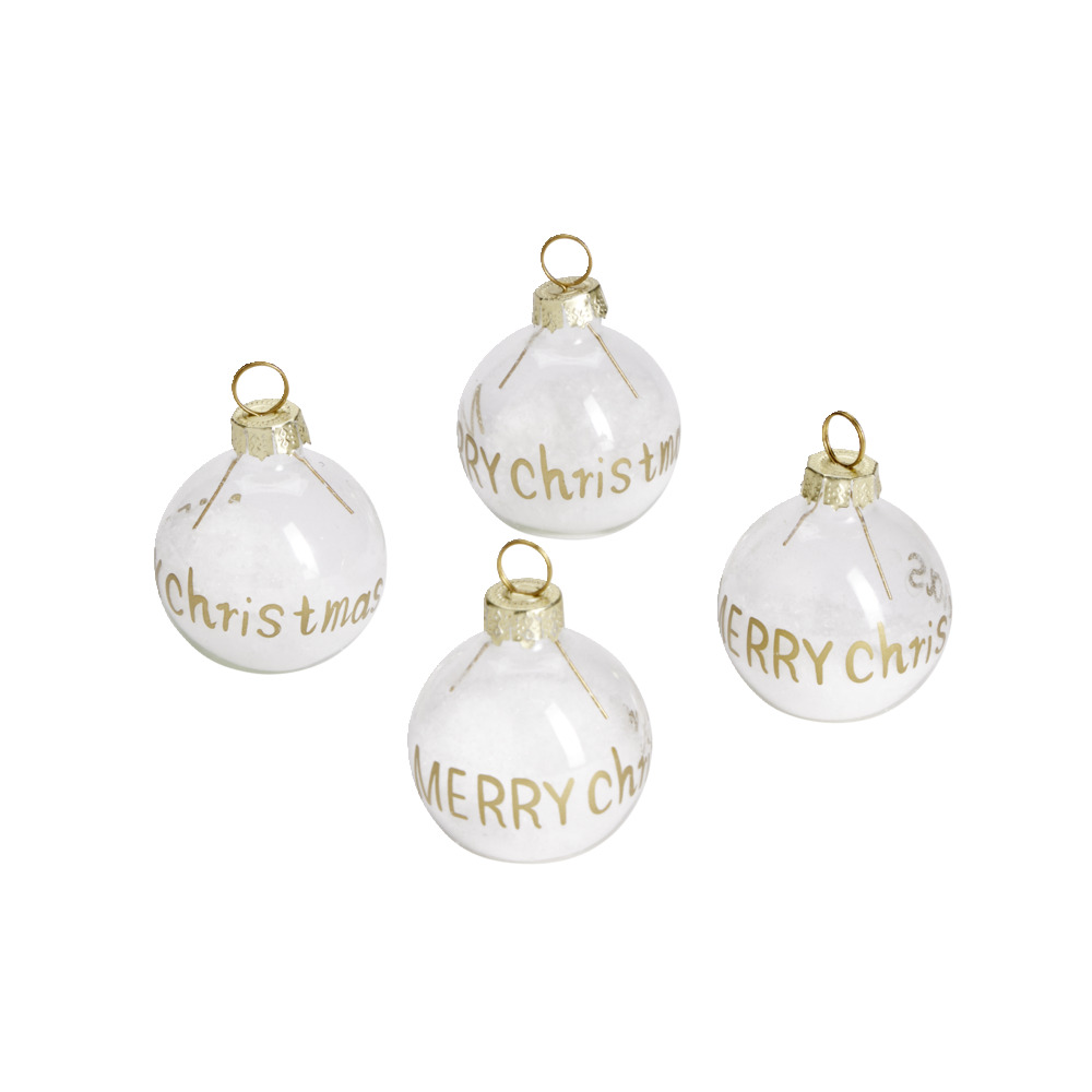 Glass snowball name tag Ø4cm 4 pieces