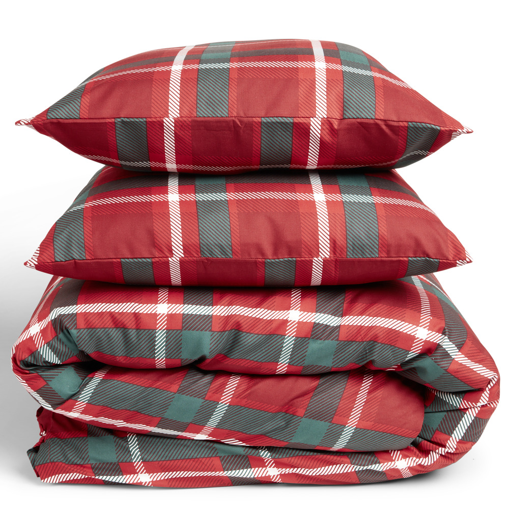 Double bed set 240x220cm Christmas red tartan
