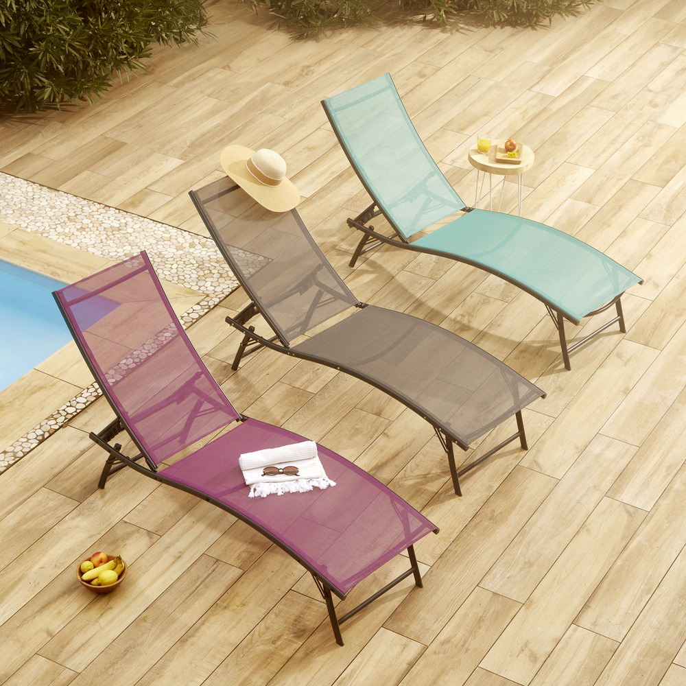 Bahia folding sun lounger 5 positions gray 182x55xH34-92cm