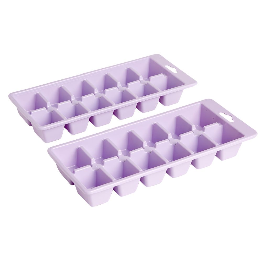 Green purple plastic ice cube tray x2