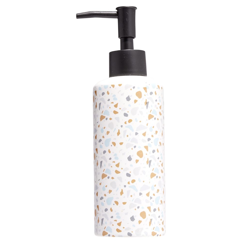 Ceramic soap dispenser with terrazzo pattern Ø6xH15cm