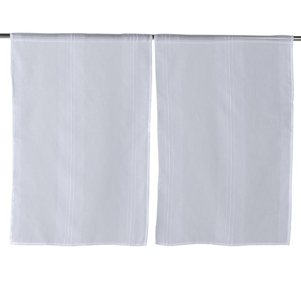 Straight glazing with rod pocket, plain white, 60x90 cm x2