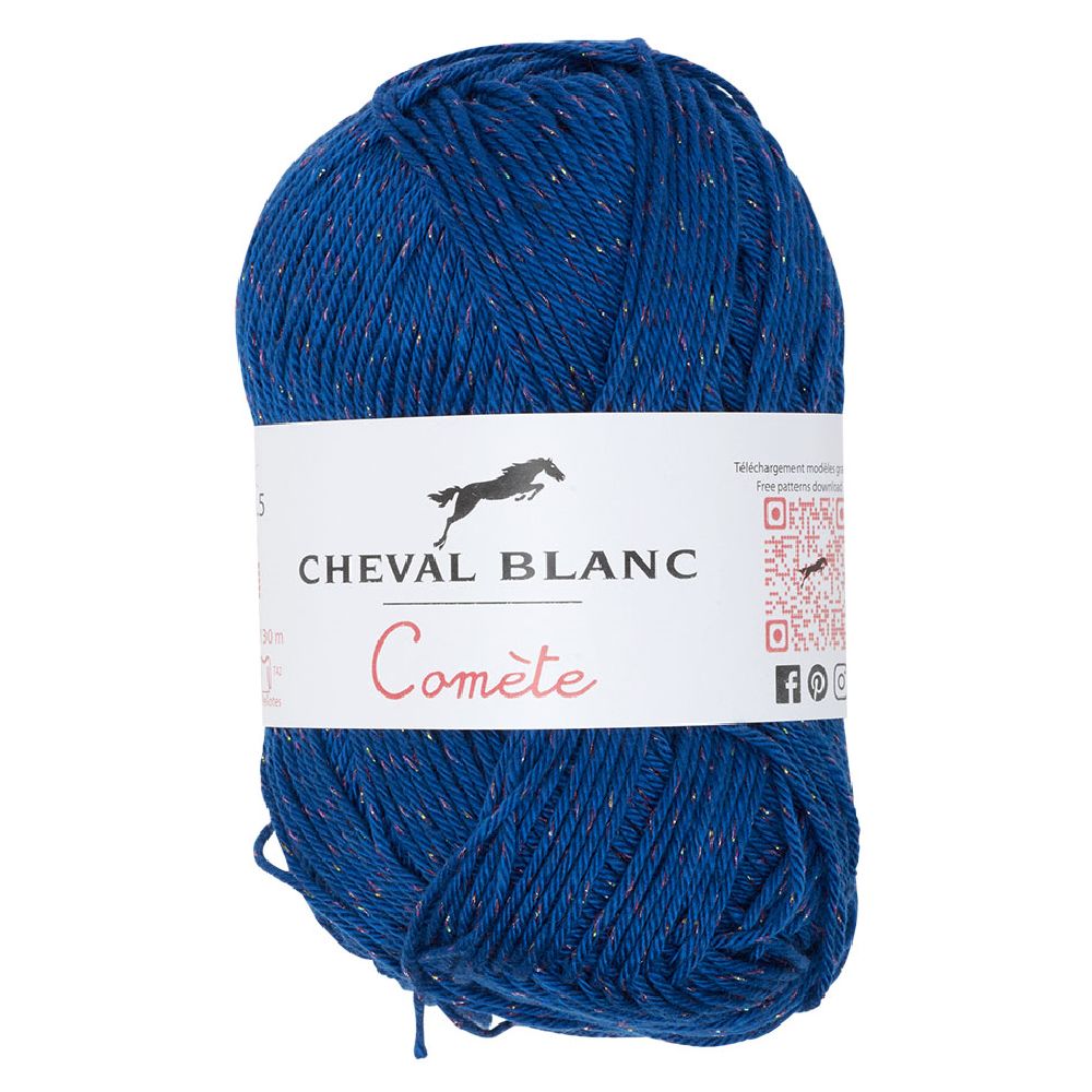 50g ball of royal blue cotton and acrylic knitting yarn