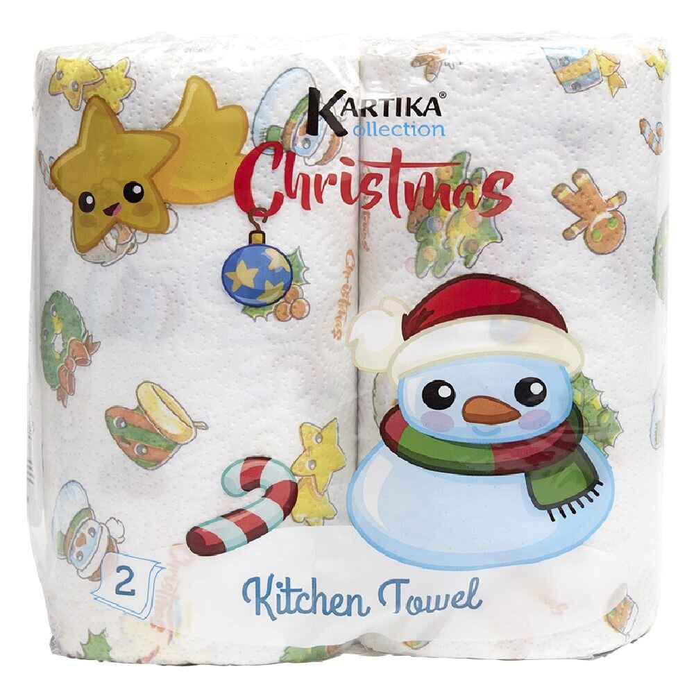 70-sheet paper towel roll with Christmas motif x2