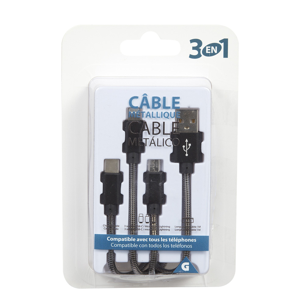3-in-1 USB-C - Micro USB - Lightning Metal Adapter