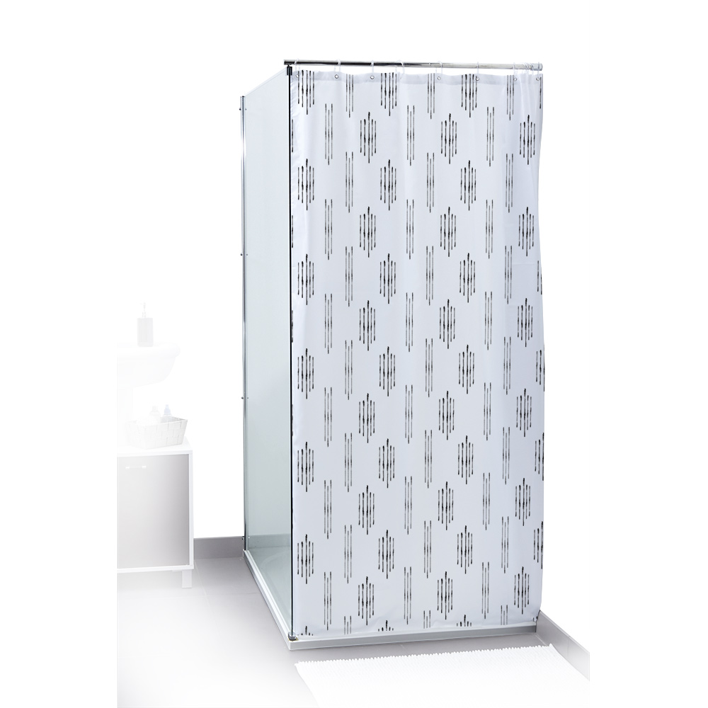 PERDE DUSHI E BARDHE E ZEZE 180X200CM 100% POLIESTER | 605107