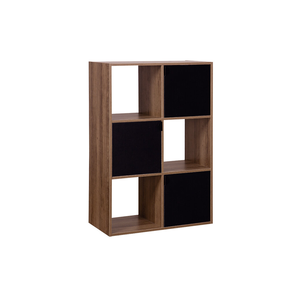 Adam MDF Black Shelf 6 cubes 60xH90x29.5cm
