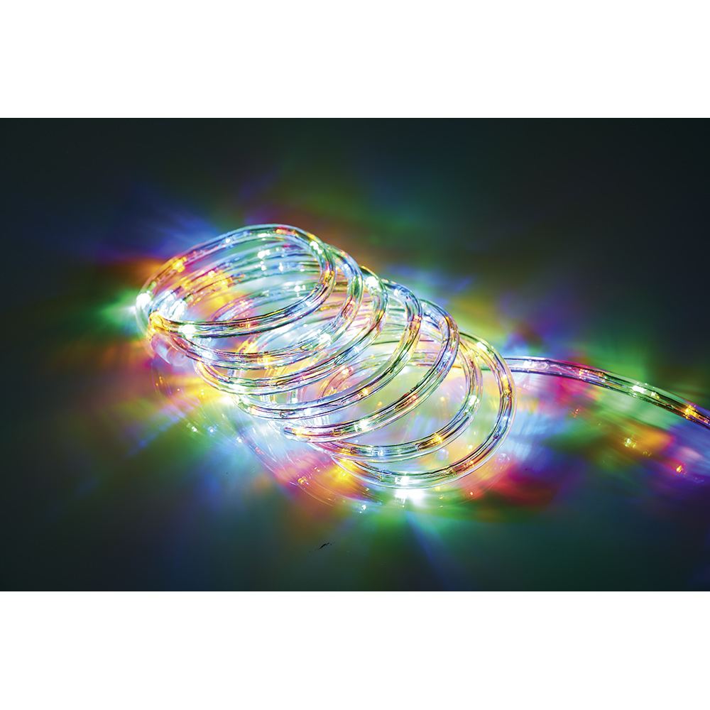 100 LED multi-colored fixed and flashing light tube garland, length 10 m