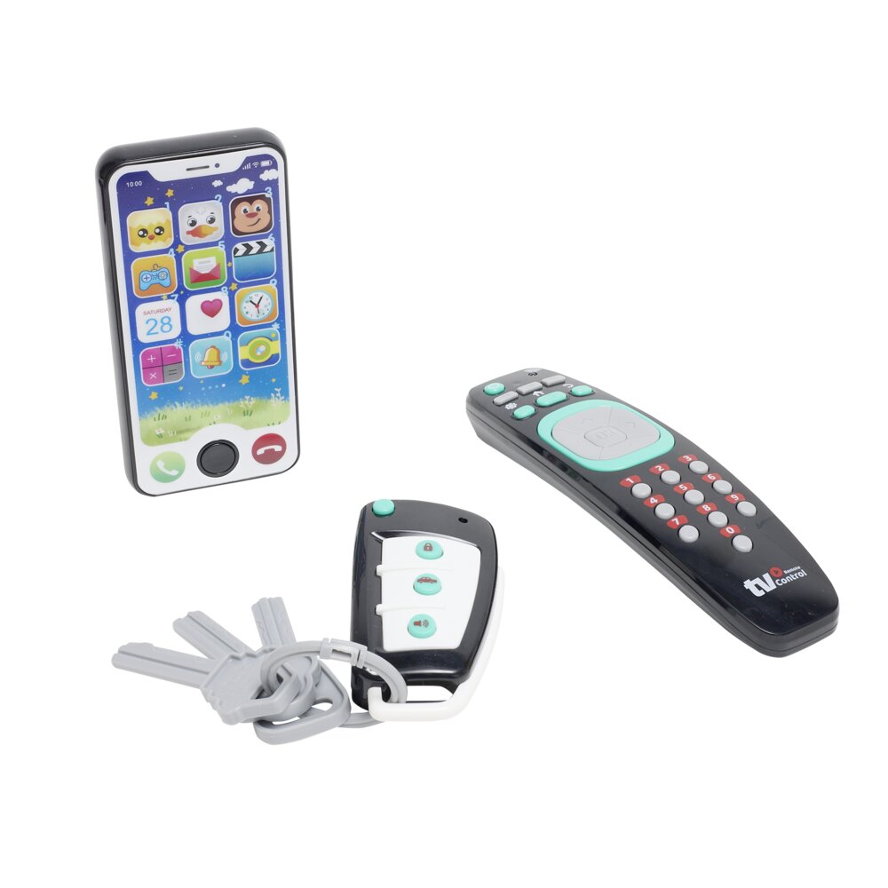 3-piece electronic developmental toy phone/remote control/car key