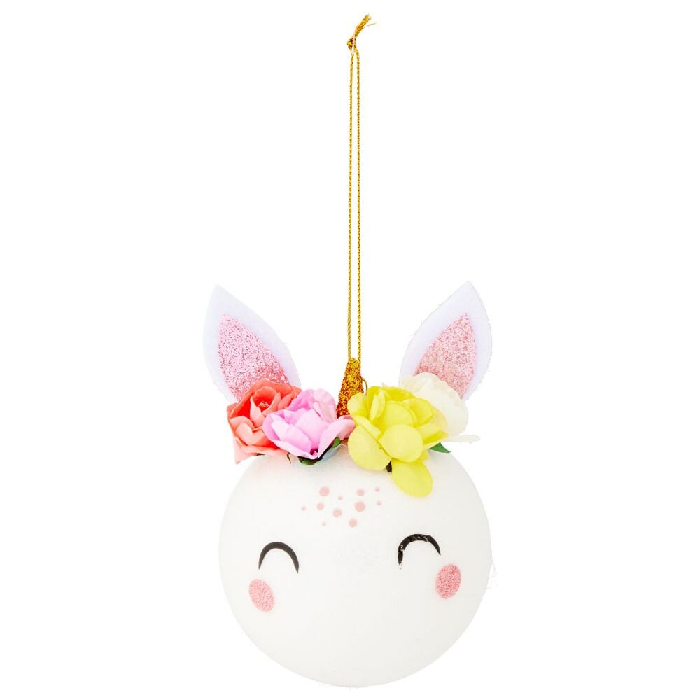 White and pink unicorn Christmas ball Ø8xH13cm